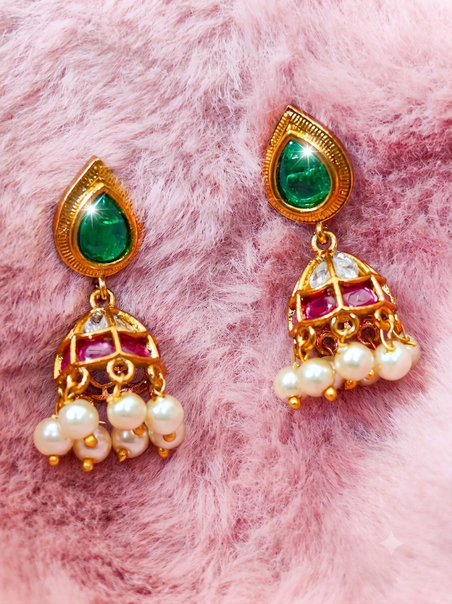 Kundan jhumka earring