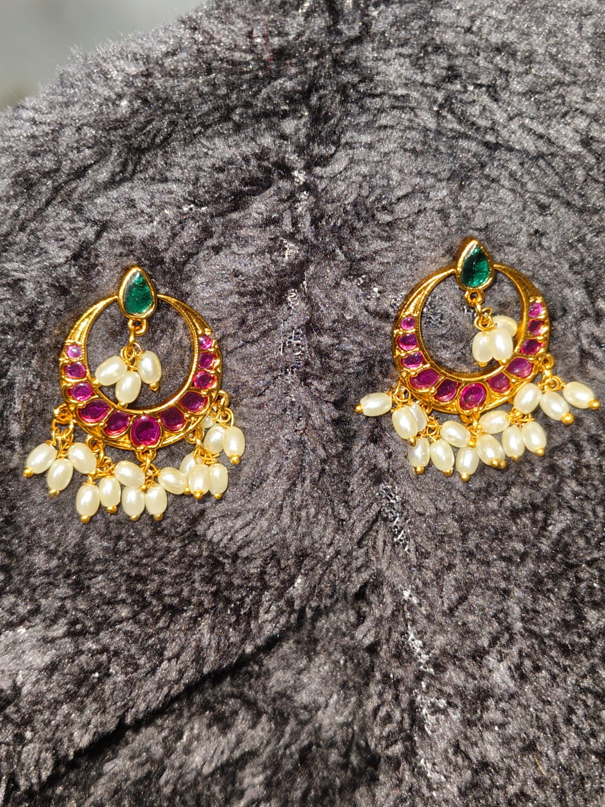 Real Kemp Chandbali Earrings